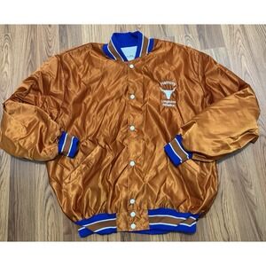 DeLONG Satin Varsity Jacket Mens 2XL Made USA Harmony Longhorns Athletics